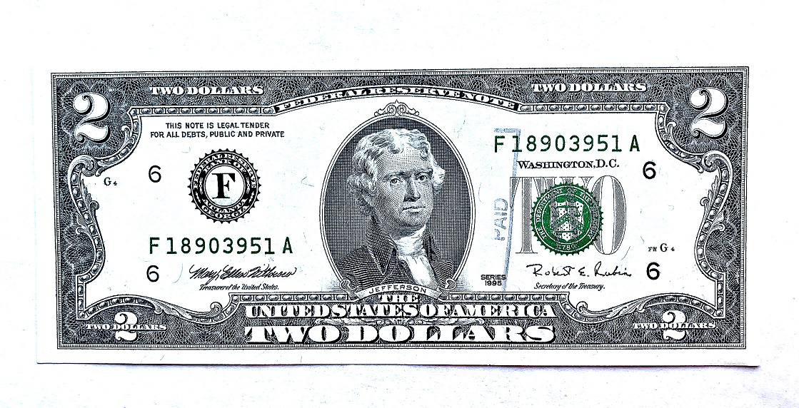 Banknote of 2 dollars, U.S., 1995 | Hobby Keeper Articles