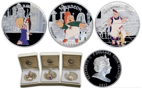 $ 5 coins on the reverse cartoon characters "Carlson", 2011, cook Islands | Hobby Keeper Articles