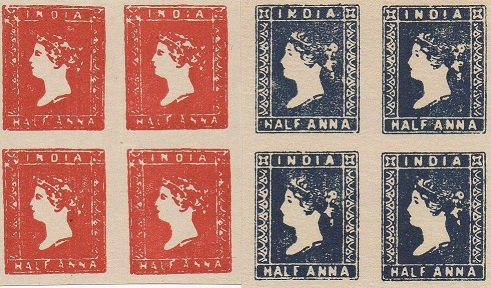 Blocks of 4 stamps, half-anna, India, 1854 | Hobby Keeper Articles