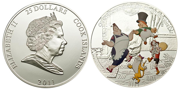 25 dollar coin with the characters of the cartoon about Carlson on the reverse, 2011, cook Islands | Hobby Keeper Articles