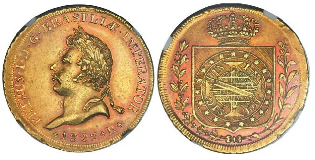 Commemorative gold coin with the image of Pedro I, 1822 | Hobby Keeper Articles