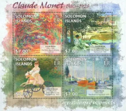 Stamps Solomon Islands with paintings by Monet | Hobby Keeper Articles