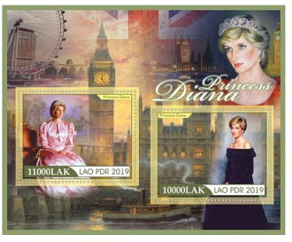 Diana stamp sheet, 2019, Lao people's democratic Republic | Hobby Keeper Articles