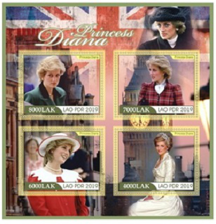 Princess Diana stamp sheet, 2019, Lao people's democratic Republic | Hobby Keeper Articles