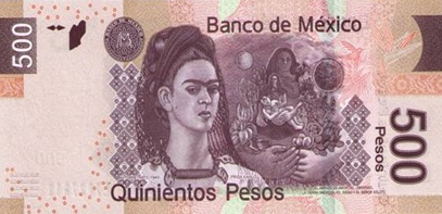 500 peso banknote with Frida Kahlo, 2010 | Hobby Keeper Articles