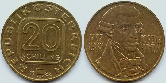 Монета 20 шиллингов к 250-летию Гайдна | Hobby Keeper Articles
