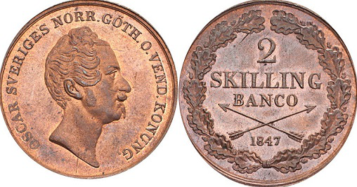 Coin 2 skilling, 1847, Sweden | Hobby Keeper Articles