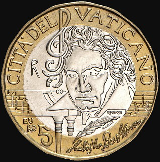 5 Euro coin marking the 250th anniversary of Beethoven, Italy | Hobby Keeper Articles
