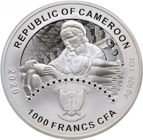 Silver coin 1000 francs, obverse, 2020, Cameroonhobby Keeper Articles