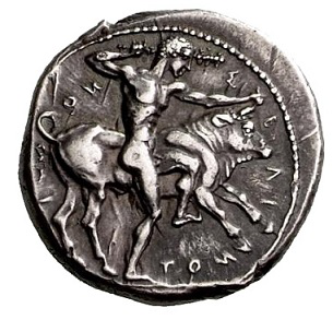 Селинунт. Серебро, дидрахма. 440 г. Аверс: Геракл борется с критским быком | Hobby Keeper Articles