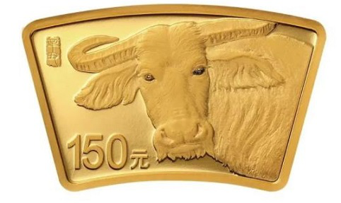 Gold coin in the shape of a fan year of the Bull, China, 2021 | Hobby Keeper Articles