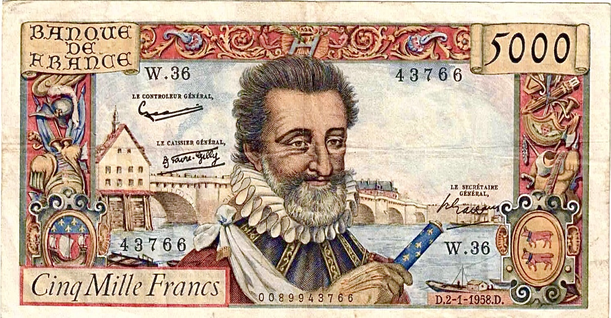 5 000 франков 1958, Франция | Hobby Keeper Articles